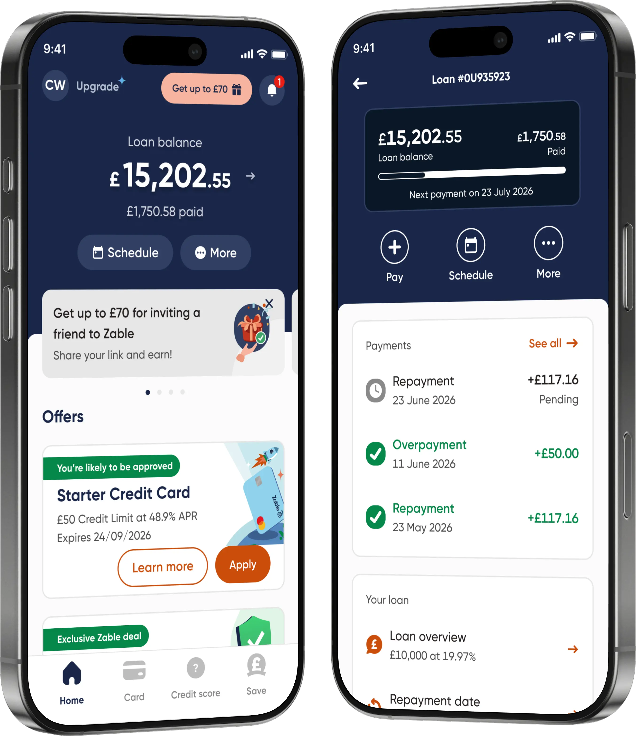 app screen showing the last step of the credit card application